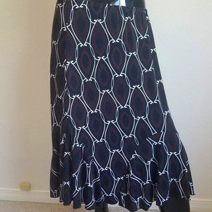 Black and Brown Patterned Midi Skirt